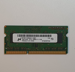Mémoire Sodimm DDR3 Crucial PC3L-10600S 11-11-B2 2 Go