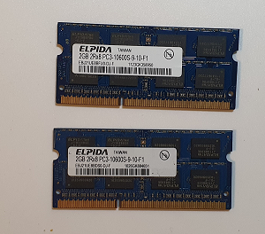 Mémoire Sodimm DDR3 Elpida PC3-10600S 9-10-F1 4 Go 2X2 Go