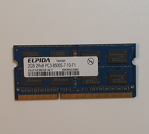 Mémoire Sodimm DDR3 Elpida PC3-8500S 7-10-F1 2 Go