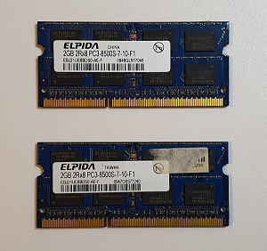 Mémoire Sodimm DDR3 Elpida PC3-8500S 7-10-F1 4 Go 2X2 Go
