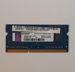 Mémoire Sodimm Kingston PC3-10600S 9-10-B10 2 Go