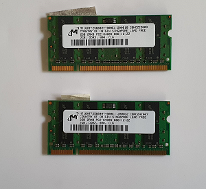 Mémoire Sodimm DDR2 Crucial (micron) PC2-6400S 666-12-ZZ 4 Go 2 X 2 Go