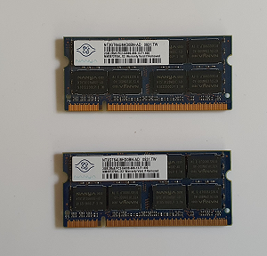 Mémoire Sodimm DDR2 Nanya PC2-6400S 666-13-F1 4 Go 2 X 2 Go
