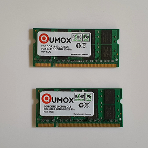 Mémoire Sodimm DDR2 Qunox PC2-6400 CL6 4 Go 2 X 2 Go