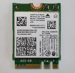 Carte Wifi et Bluetooth Intel Dual Band AC 3160 NGW